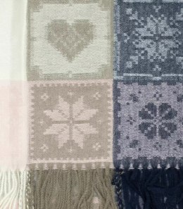 Ciepły szal szalik krata kratka dzianina długi (Różowy || Wielokolorowy)