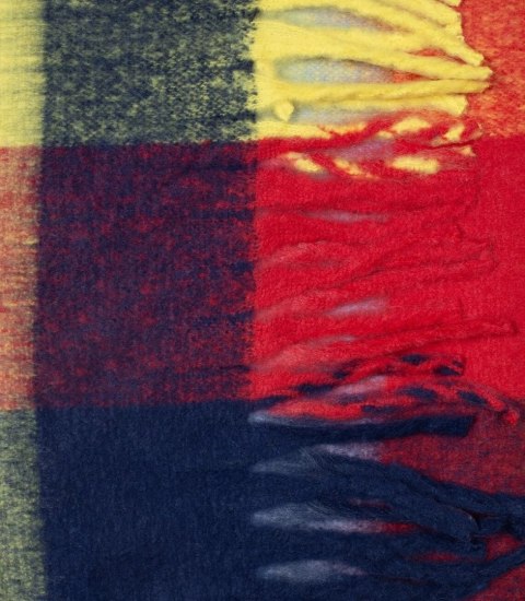 Ciepły szal szalik krata kratka puchata dzianina (Wielokolorowy) Ciepły szal szalik krata kratka puchata dzianina (Wielokolorowy)