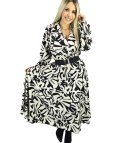 Elegancka sukienka Piękna z paskiem Kopertowy dekolt LUNA (Biały || Czarny) 40