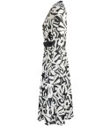 Elegancka sukienka Piękna z paskiem Kopertowy dekolt LUNA (Biały || Czarny) 40