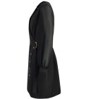 Elegancka sukienka o kroju marynarki Pasek w talii Złote guziki ARIEL (Czarny) 38