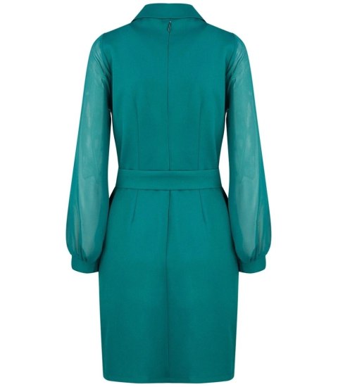 Elegancka sukienka o kroju marynarki Pasek w talii Złote guziki ARIEL (Zielony) 38 Elegancka sukienka o kroju marynarki Pasek w talii Złote guziki ARIEL (Zielony) 38