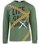 Męska bluza z długim rękawem i nadrukiem (Zielony) XXL