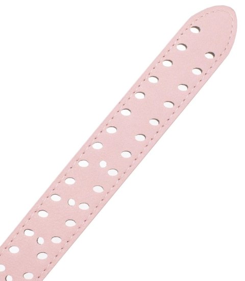 Damski pasek z eko skóry z ozdobnymi dziurkami Elegancki 115x3 cm (Różowy) Damski pasek z eko skóry z ozdobnymi dziurkami Elegancki 115x3 cm (Różowy)