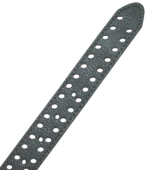 Damski pasek z eko skóry z ozdobnymi dziurkami Elegancki 115x3 cm (Zielony) Damski pasek z eko skóry z ozdobnymi dziurkami Elegancki 115x3 cm (Zielony)