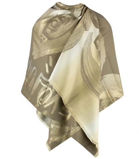 Elegancki dwustronny szalik z złotą nitką i roślinnym wzorem (Brązowy || Wielokolorowy) Elegancki dwustronny szalik z złotą nitką i roślinnym wzorem (Brązowy || Wielokolorowy)