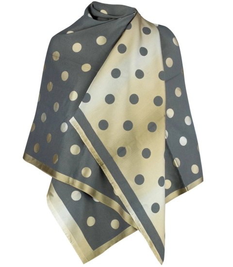 Elegancki dwustronny szalik z złotą nitką i wzorem w groszki (Szary || Wielokolorowy) Elegancki dwustronny szalik z złotą nitką i wzorem w groszki (Szary || Wielokolorowy)