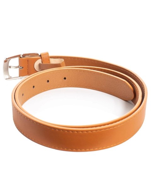 Gładki damski pasek z eko skóry ze srebrną sprzączką Elegancki 115x3 cm (Brązowy) Gładki damski pasek z eko skóry ze srebrną sprzączką Elegancki 115x3 cm (Brązowy)