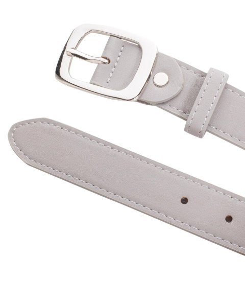 Gładki damski pasek z eko skóry ze srebrną sprzączką Elegancki 115x3 cm (Szary) Gładki damski pasek z eko skóry ze srebrną sprzączką Elegancki 115x3 cm (Szary)