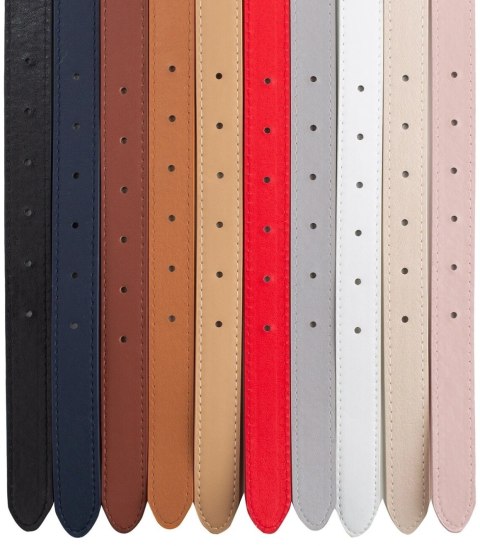 Gładki damski pasek z eko skóry ze złotą sprzączką Elegancki 115x2 cm (Brązowy) Gładki damski pasek z eko skóry ze złotą sprzączką Elegancki 115x2 cm (Brązowy)