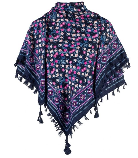Piękna chusta szalik z frędzlami print w kwiaty (Wielokolorowy || Niebieski) Piękna chusta szalik z frędzlami print w kwiaty (Wielokolorowy || Niebieski)