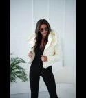 Pikowany płaszcz 2w1 z kapturem Ocieplony Elegancka AMANDA (Biały) 38