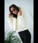 Pikowany płaszcz 2w1 z kapturem Ocieplony Elegancka AMANDA (Biały) 38