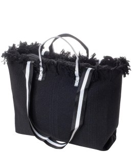 Pleciona duża torba z frędzelkami bardzo pojemna (Czarny)