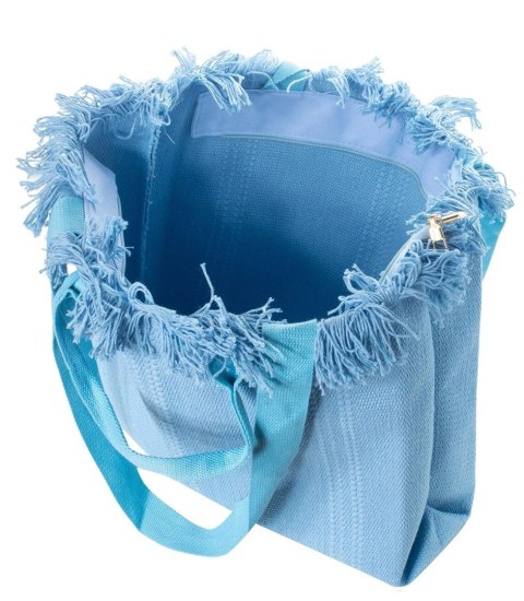 Pleciona duża torba z frędzelkami bardzo pojemna (Niebieski)