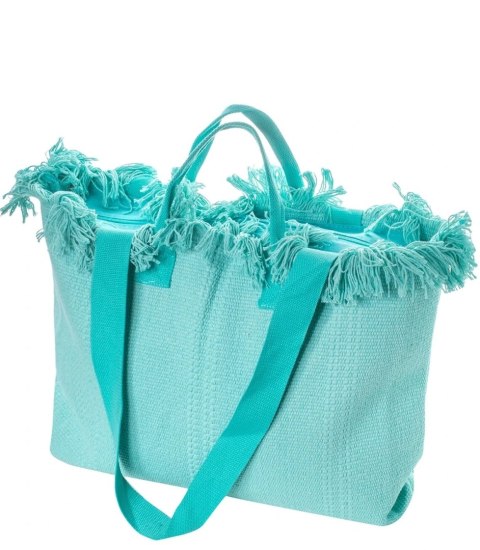 Pleciona duża torba z frędzelkami bardzo pojemna (Zielony)