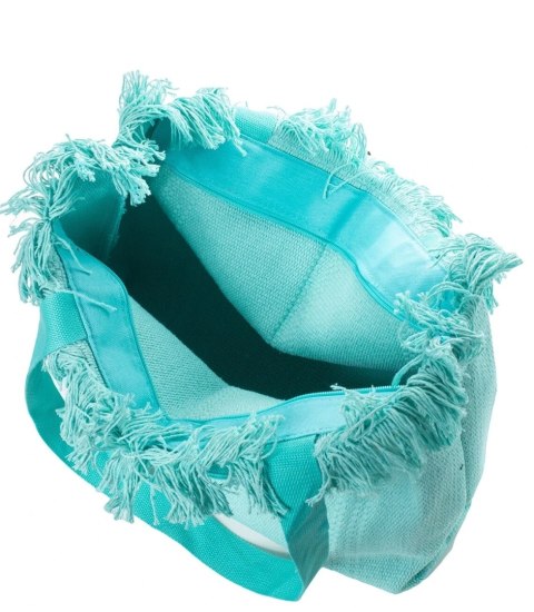 Pleciona duża torba z frędzelkami bardzo pojemna (Zielony)