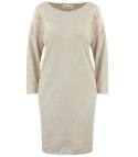 Welurowa sukienka z błyszcżacym wzorem bombka midi Elegancka LILI (Beżowy) 36