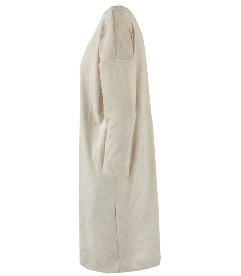 Welurowa sukienka z błyszcżacym wzorem bombka midi Elegancka LILI (Beżowy) 36 Welurowa sukienka z błyszcżacym wzorem bombka midi Elegancka LILI (Beżowy) 36