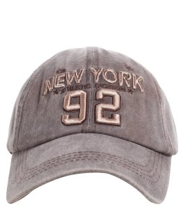Czapka z daszkiem męska haft New York 92 Vintage (Brązowy)