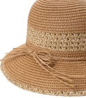 Damski kapelusz słomkowy chapeau-cloche złota nitka (Brązowy)