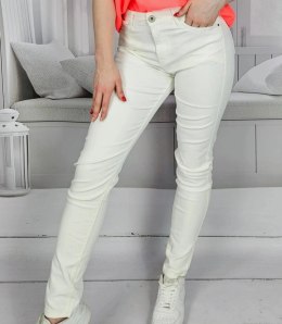 Damskie spodnie PUSH-UP woskowane skinny fit Eleganckie ADELA (Biały) 40