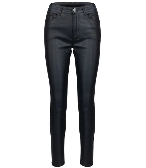 Damskie spodnie PUSH-UP woskowane skinny fit Eleganckie ADELA (Czarny) 40 Damskie spodnie PUSH-UP woskowane skinny fit Eleganckie ADELA (Czarny) 40