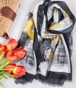 Stylowa chusta chustka szal wiskoza we wzory Elegancka 180cmx90cm (Wielokolorowy)