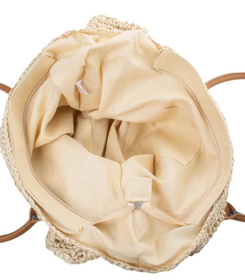 Duża letnia torba torebka pleciona prosta shopperka (Beżowy)