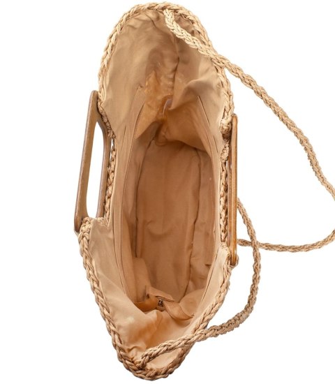 Duży koszyk letnia torba torebka ażurowa trapezowa (Brązowy)