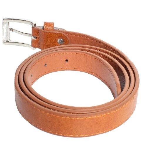 Gładki damski pasek z eko skóry ze srebrną sprzączką 117x2,3 cm Elegancki (Brązowy) Gładki damski pasek z eko skóry ze srebrną sprzączką 117x2,3 cm Elegancki (Brązowy)