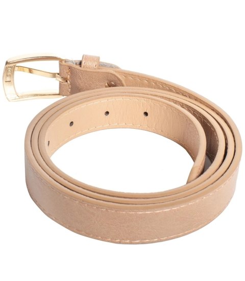 Gładki damski pasek z eko skóry ze złotą sprzączką 117x2,3 cm Elegancki (Beżowy) Gładki damski pasek z eko skóry ze złotą sprzączką 117x2,3 cm Elegancki (Beżowy)