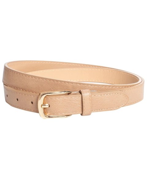 Gładki damski pasek z eko skóry ze złotą sprzączką 117x2,3 cm Elegancki (Beżowy) Gładki damski pasek z eko skóry ze złotą sprzączką 117x2,3 cm Elegancki (Beżowy)