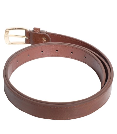 Gładki damski pasek z eko skóry ze złotą sprzączką 117x2,3 cm Elegancki (Brązowy) Gładki damski pasek z eko skóry ze złotą sprzączką 117x2,3 cm Elegancki (Brązowy)