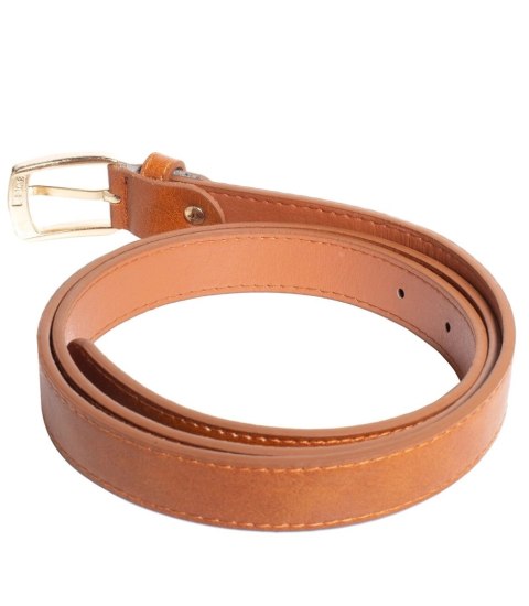 Gładki damski pasek z eko skóry ze złotą sprzączką 117x2,3 cm Elegancki (Brązowy) Gładki damski pasek z eko skóry ze złotą sprzączką 117x2,3 cm Elegancki (Brązowy)