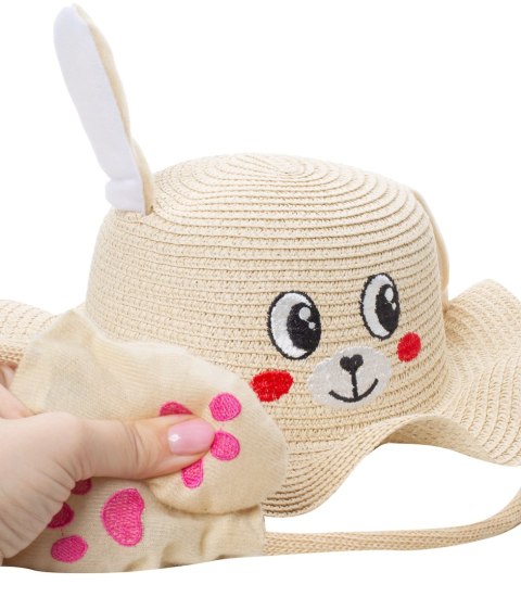 Kapelusz dziecięcy z buźką psa i podnoszonymi uszkami (Beżowy)