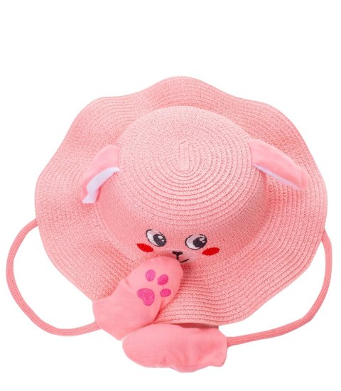 Kapelusz dziecięcy z buźką psa i podnoszonymi uszkami (Różowy)