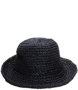 Kapelusz słomkowy pleciony BUCKET HAT (Czarny)