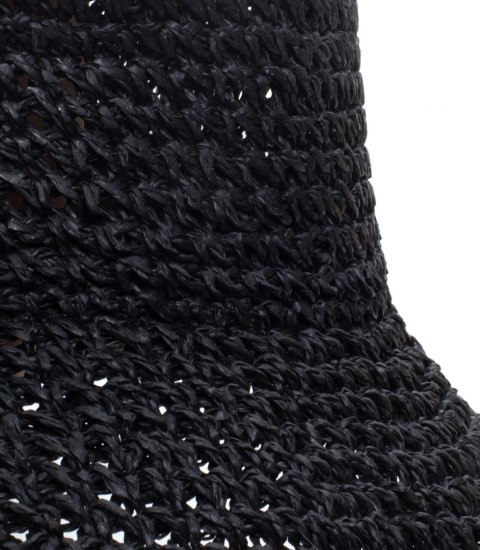 Kapelusz słomkowy pleciony BUCKET HAT (Czarny)