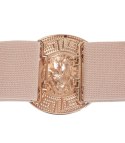 Damski pasek ze złotym lwem i cyrkoniami regulowany elastyczny (Różowy || Złoty)