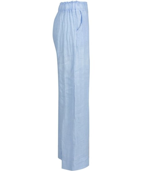 Szerokie spodnie z lnu kuloty z szeroka nogawką Eleganckie LAILA (Niebieski) L (40) Szerokie spodnie z lnu kuloty z szeroka nogawką Eleganckie LAILA (Niebieski) L (40)