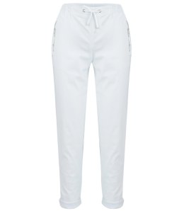 Wygodne elastyczne spodnie na gumkę plus size eleganckie LILIANA (Biały) 38