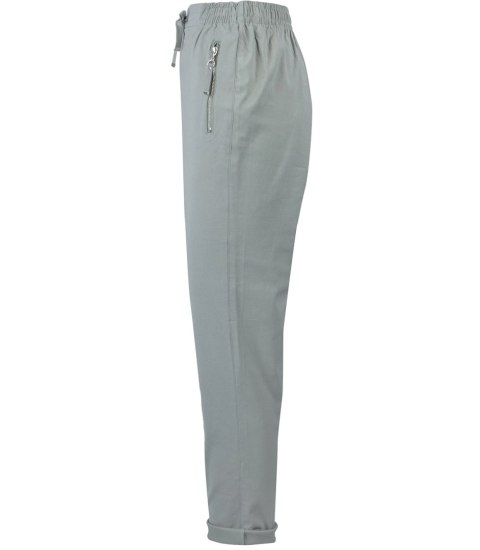 Wygodne elastyczne spodnie na gumkę plus size eleganckie LILIANA (Szary) 38 Wygodne elastyczne spodnie na gumkę plus size eleganckie LILIANA (Szary) 38