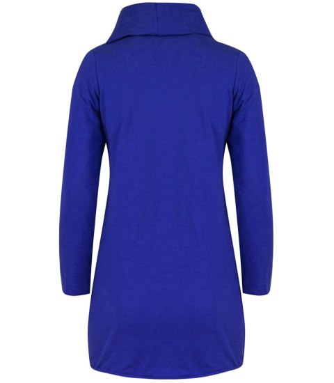 Cienka długa bluza ze skośnym suwakiem i kominem BEATA (Niebieski) Cienka długa bluza ze skośnym suwakiem i kominem BEATA (Niebieski)