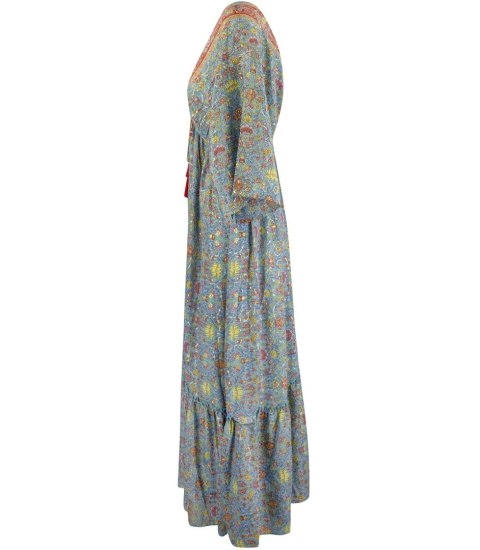 Długa zwiewna sukienka w stylu etno hippie indyjskie wzory SHANTI (Wielokolorowy) Długa zwiewna sukienka w stylu etno hippie indyjskie wzory SHANTI (Wielokolorowy)
