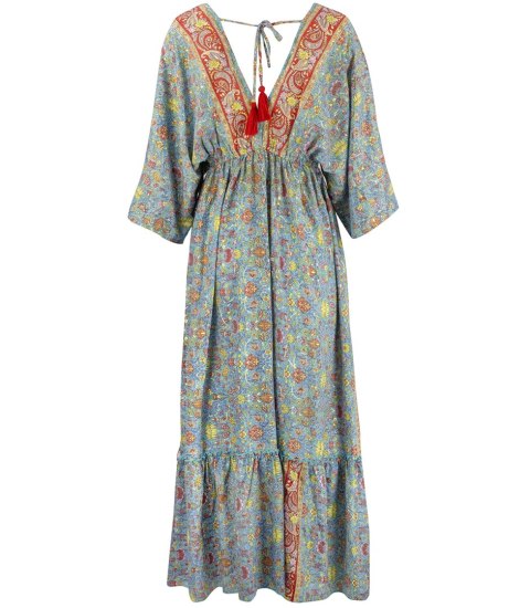 Długa zwiewna sukienka w stylu etno hippie indyjskie wzory SHANTI (Wielokolorowy) Długa zwiewna sukienka w stylu etno hippie indyjskie wzory SHANTI (Wielokolorowy)