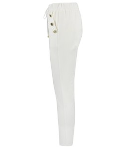 Eleganckie spodnie materiałowe z guzikami MARTA (Biały) 36