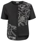 Koszula z krótkim rękawem asymetryczny przód i nadruk PANAMA (Czarny) L/XL