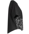 Koszula z krótkim rękawem asymetryczny przód i nadruk PANAMA (Czarny) L/XL