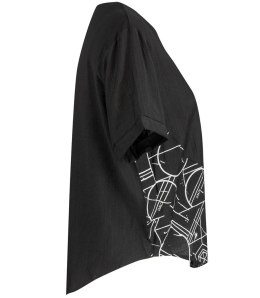 Koszula z krótkim rękawem asymetryczny przód i nadruk PANAMA (Czarny) L/XL